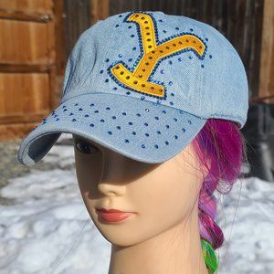 Ladies Blue Denim BLING Hat NEW